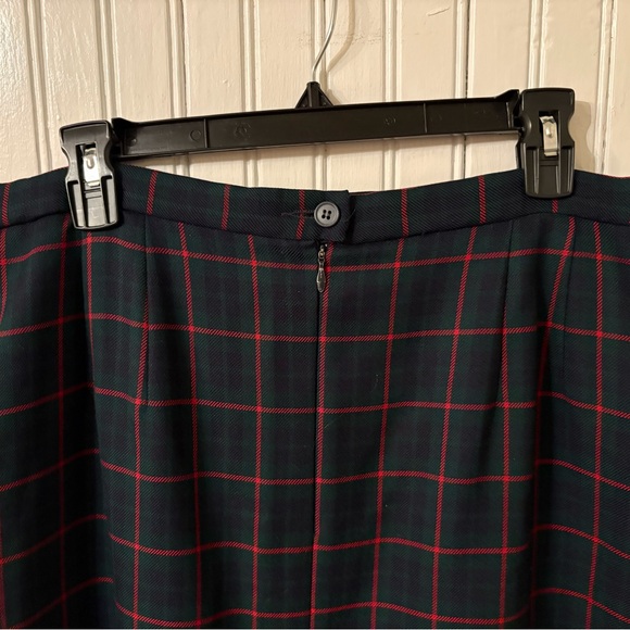Pendleton 100% Virgin Wool Plaid Midi Skirt Lined Navy Red Tartan Size 16 - Picture 6 of 10